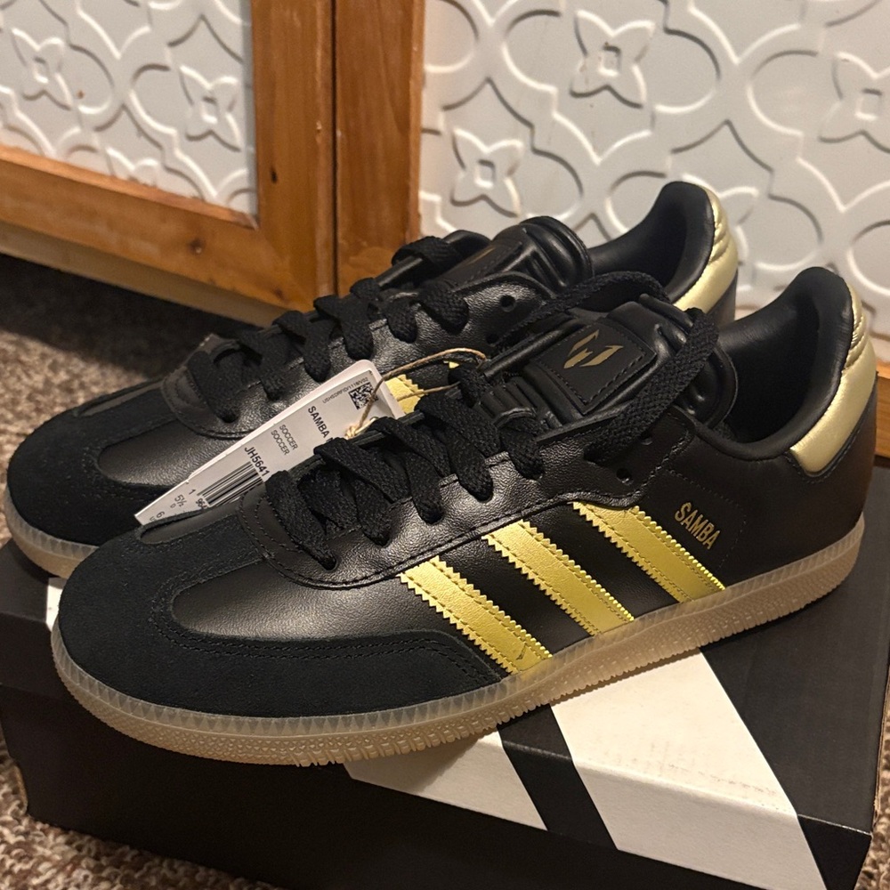 Adidas Samba Black and Gold Sneakers Messi Samba Size 6